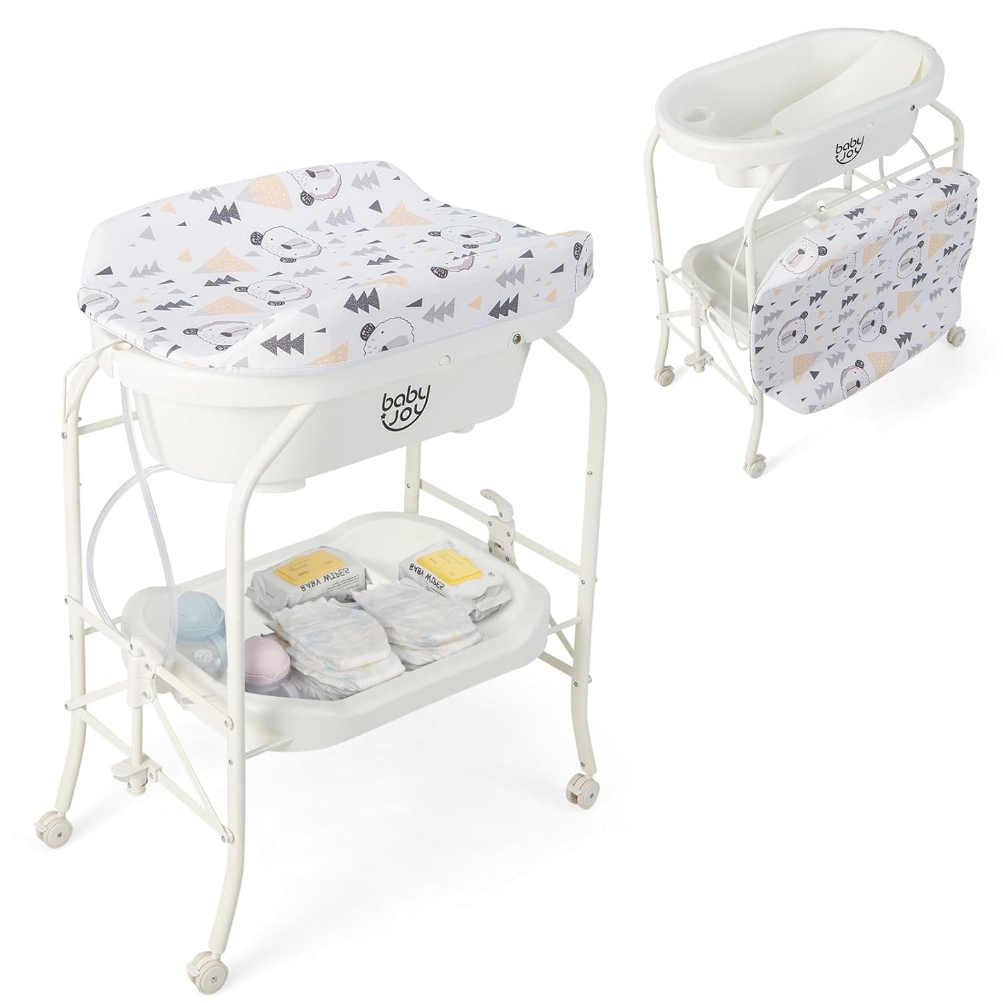 BABY JOY Baby Bathtub with Changing Table for Easy Care