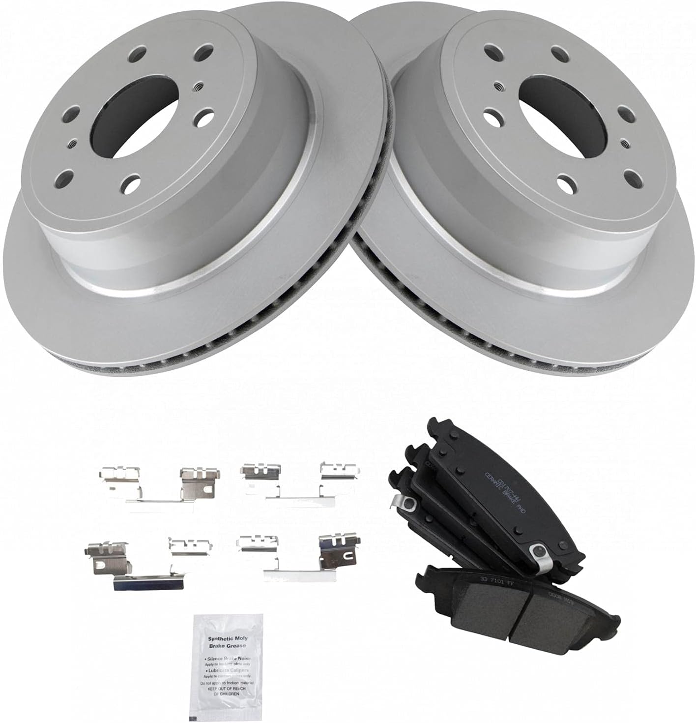 TRQ Rear Ceramic Brake Pad & G-Coated Rotor Kit for Cadillac