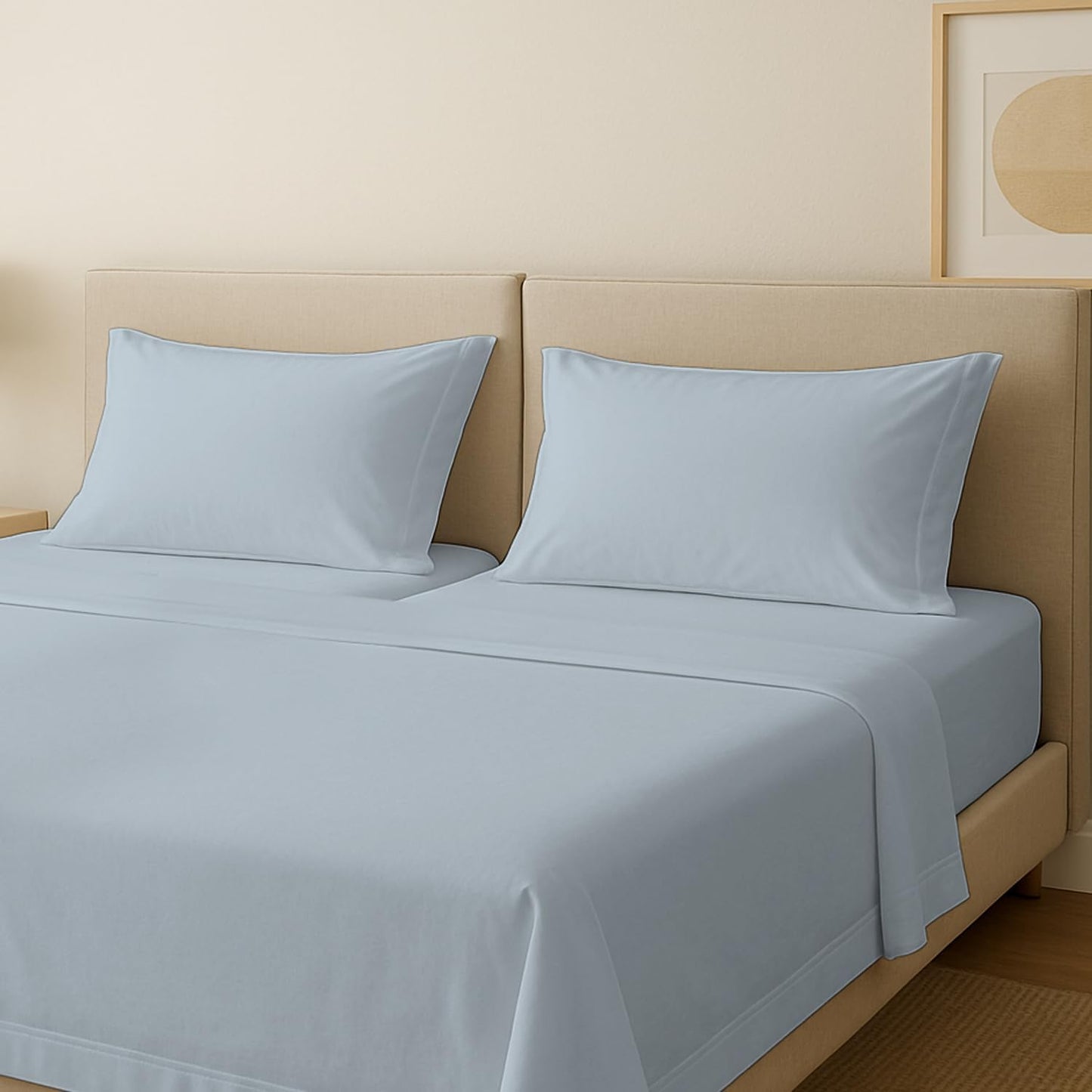 Luxurious 100% Egyptian Cotton Split King Sheets Set - Light Blue