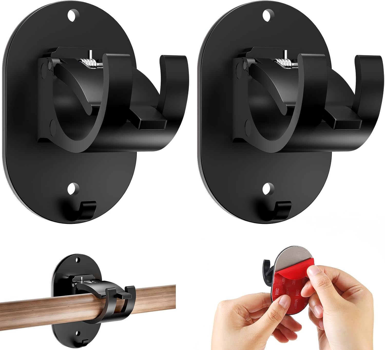 Nail-Free Self Adhesive Curtain Rod Holders - No Drill Convenience!