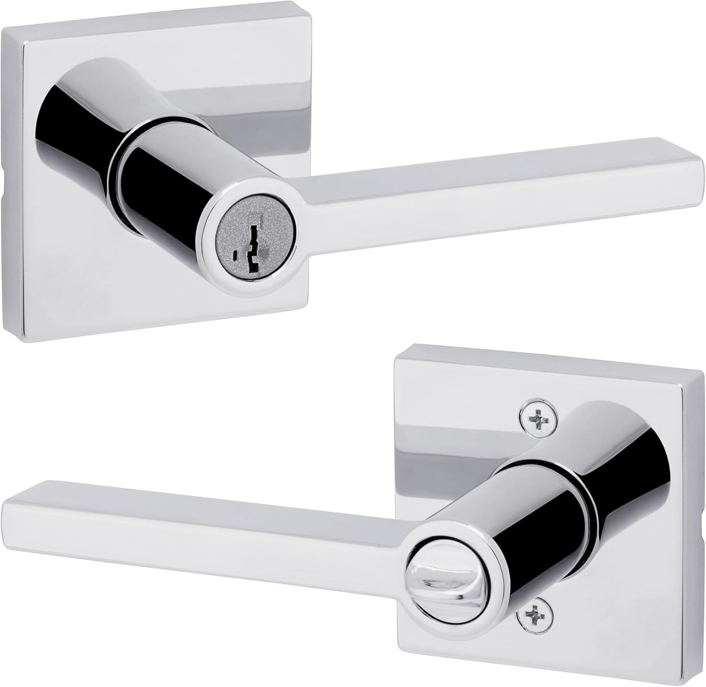 Kwikset Halifax Entry Door Handle with Lock and Key for Security