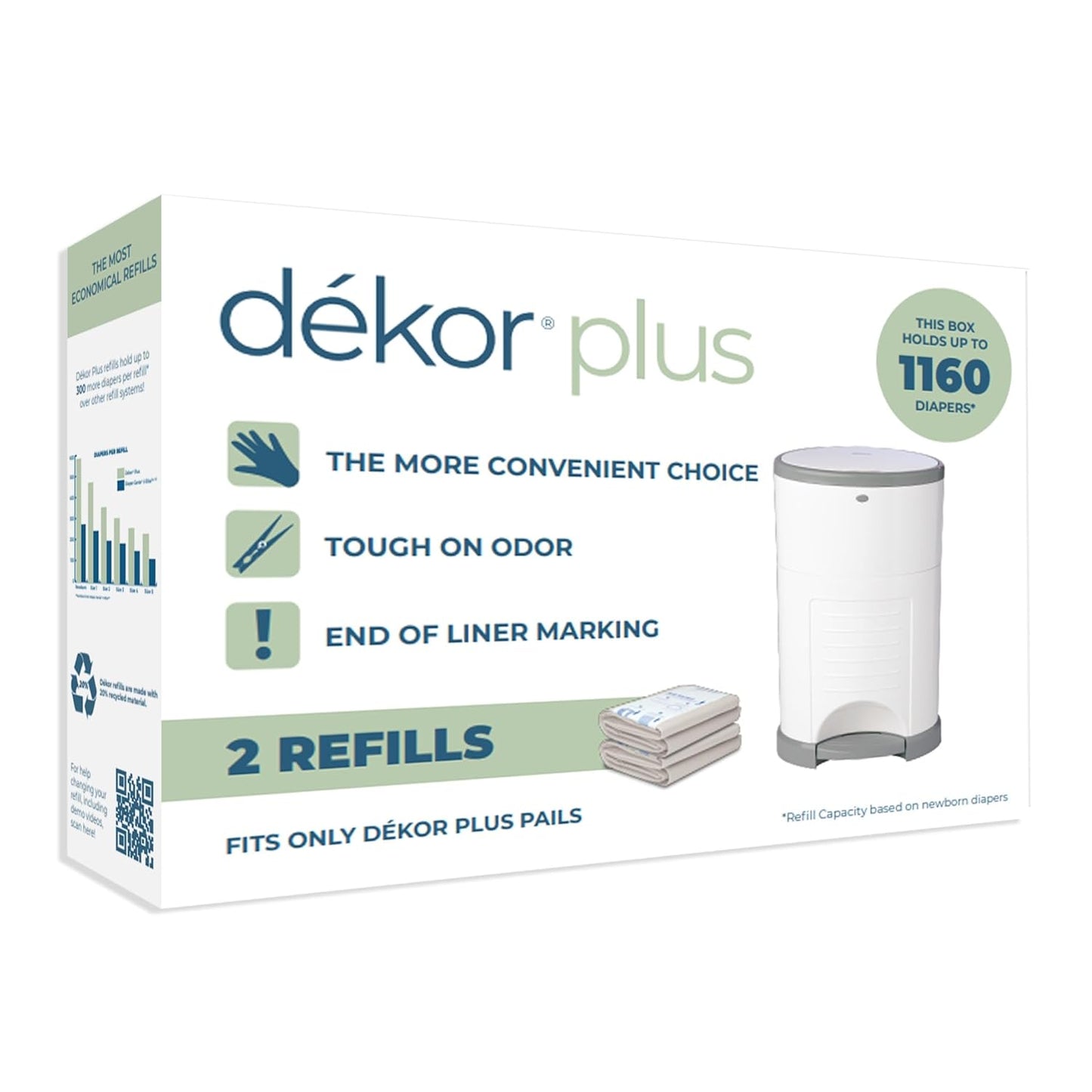 Diaper Dekor Plus Diaper Pail Refills - Economical & Easy to Use