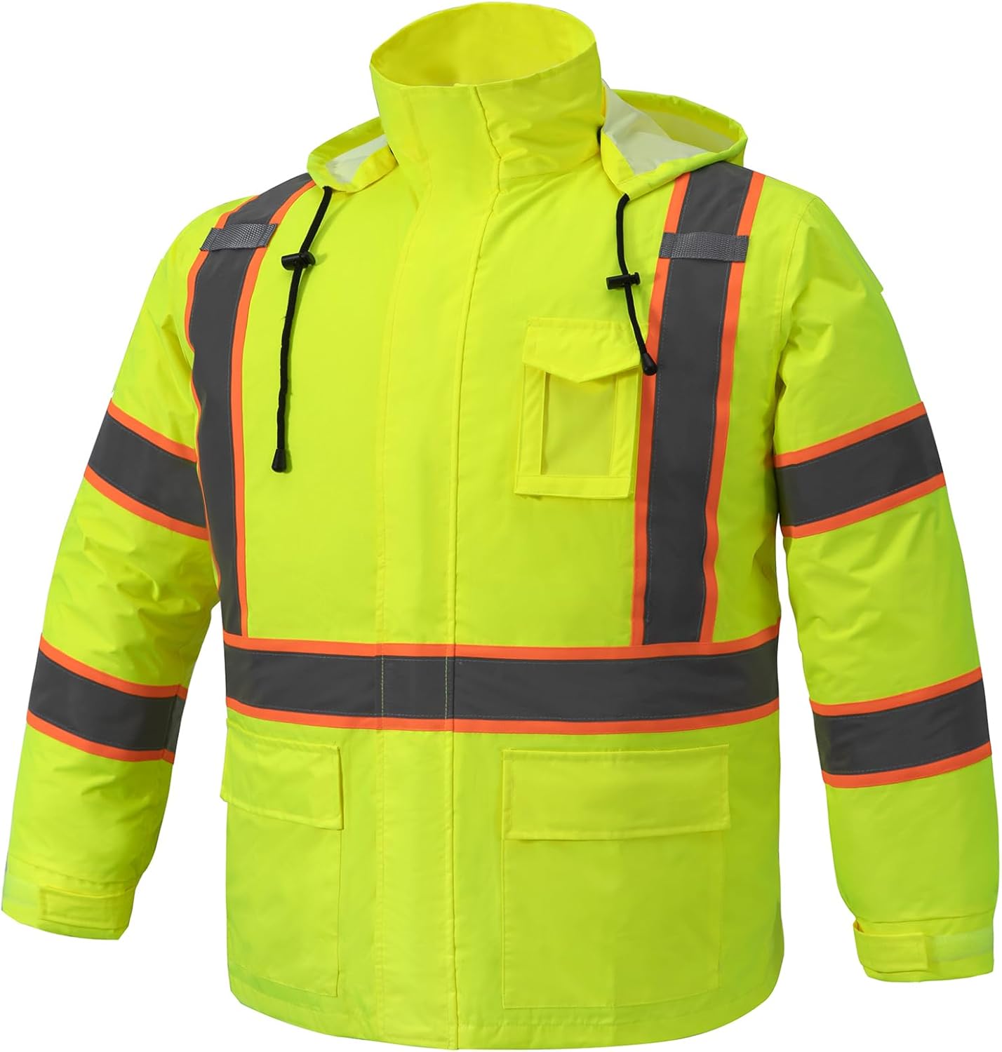 Wuple Men's Hi Vis Rain Jacket: Waterproof Safety Coat