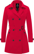 wantdo Women's Waterproof Trench Coat Classic Lapel with Belt - Cozy
