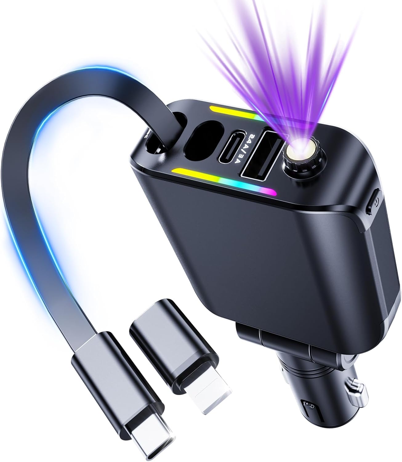 Fast Charge Your iPhone on the Go with 120W Purple Starlight Car Charger