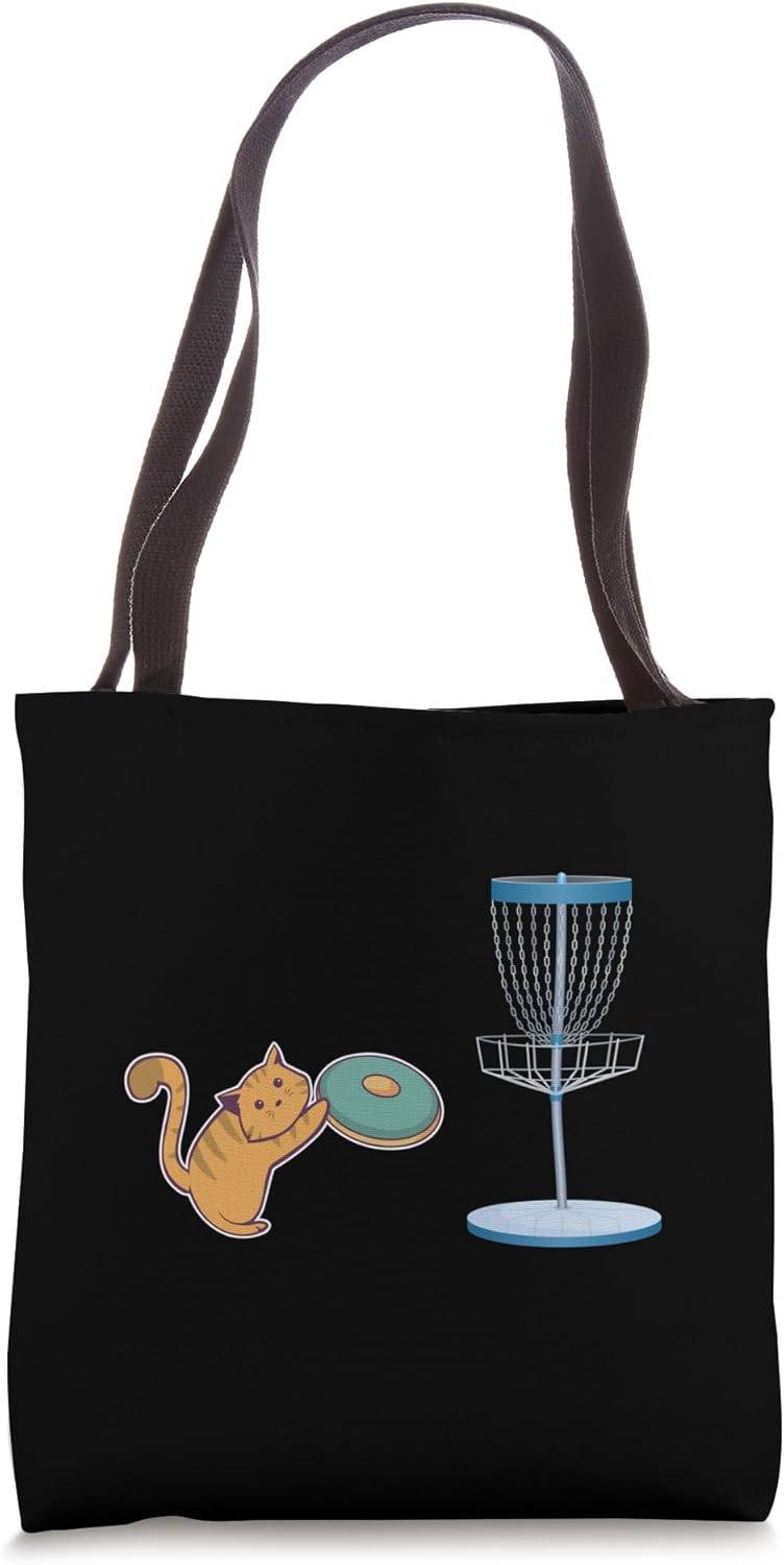 Playful Disc Golf Cat Tote Bag