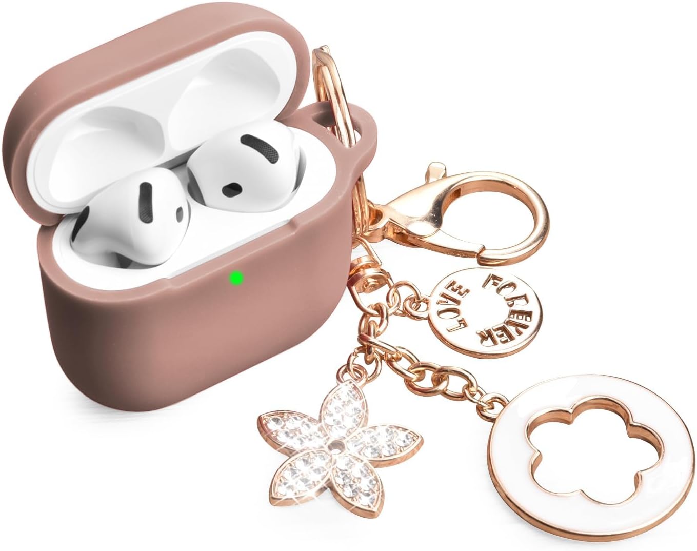 Bling AirPods 4 Case w/ LED, Women & Girls, Milk Tea