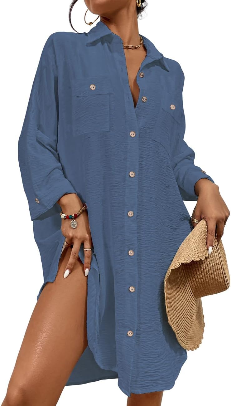 Bsubseach Womens Modern Swimsuit Cover Up Blouse for Beach
