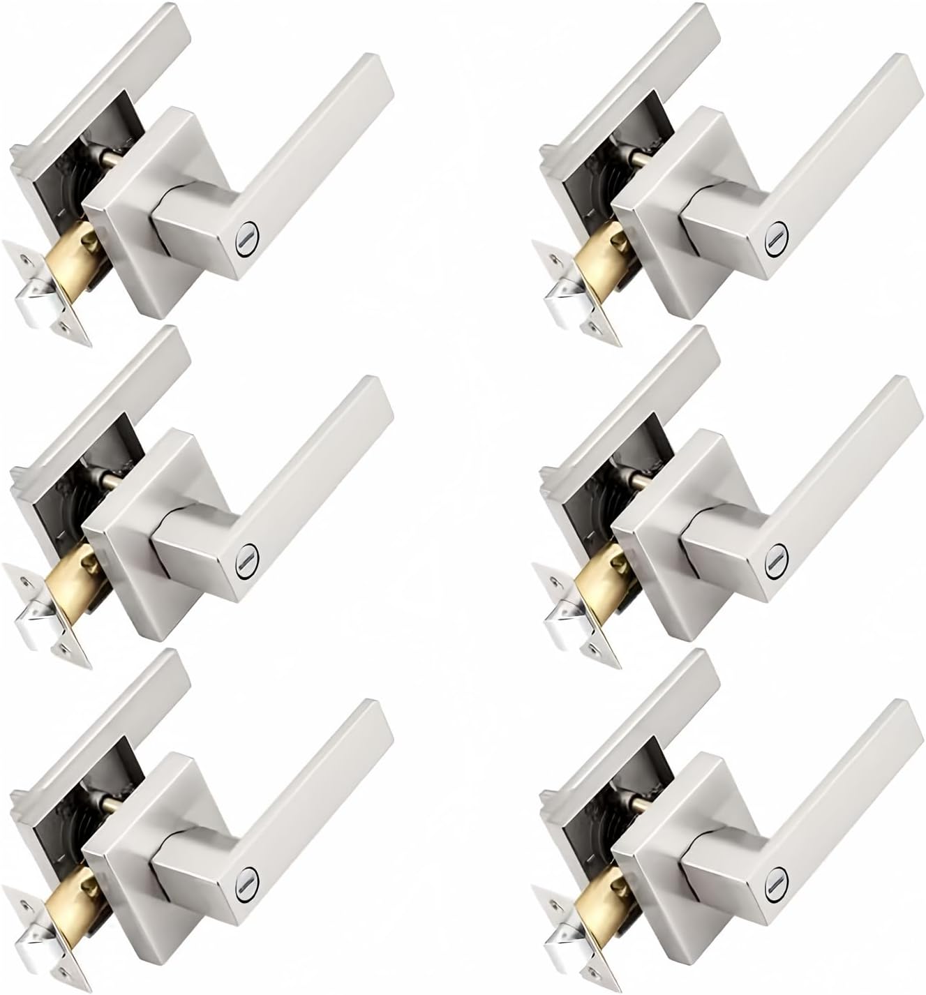 Probrico Interior Brushed Nickel Door Handle Set for Privacy