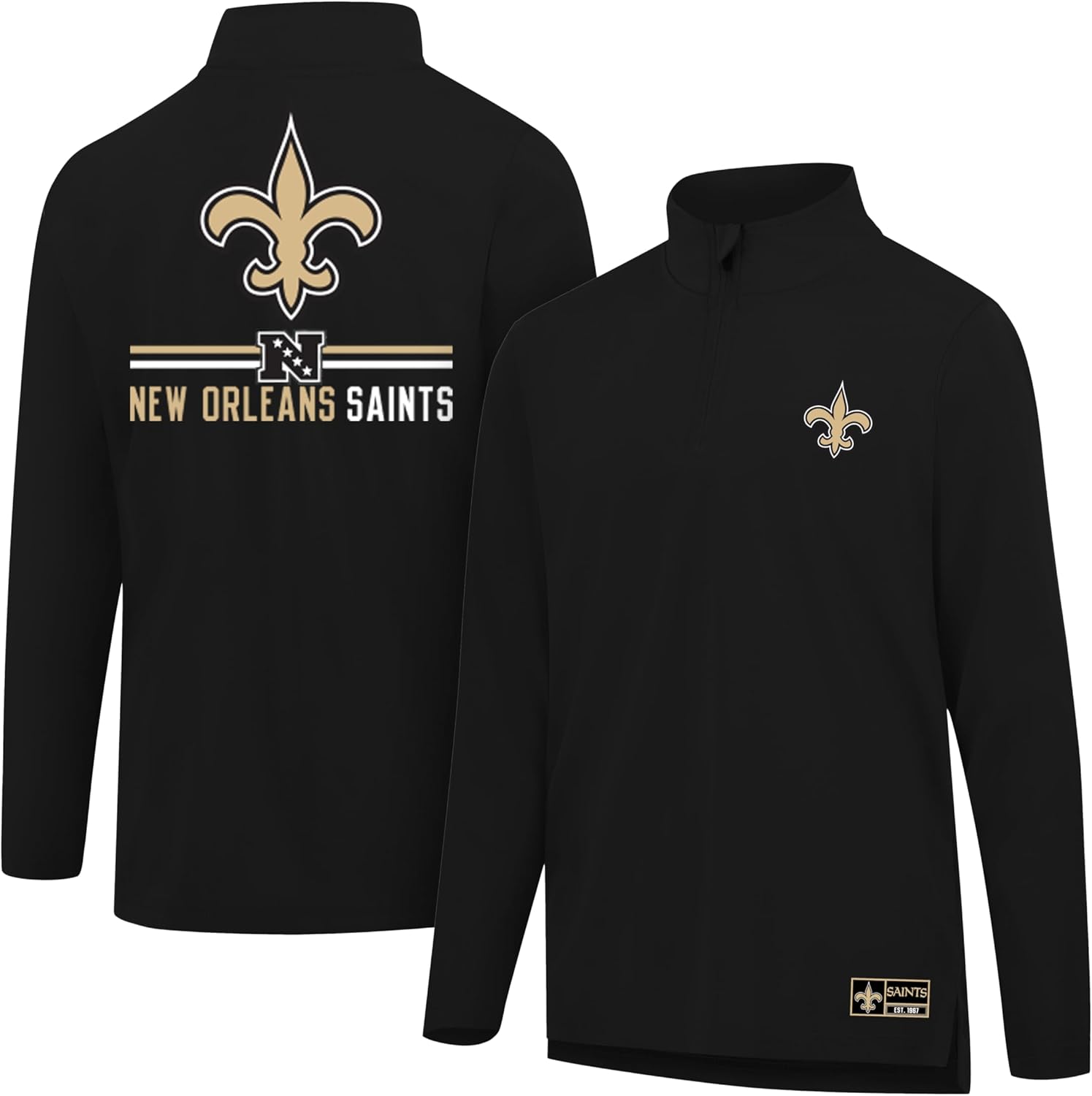 Ultra Game Men's NFL Super Soft Quarter Zip Long Sleeve T-Shirt