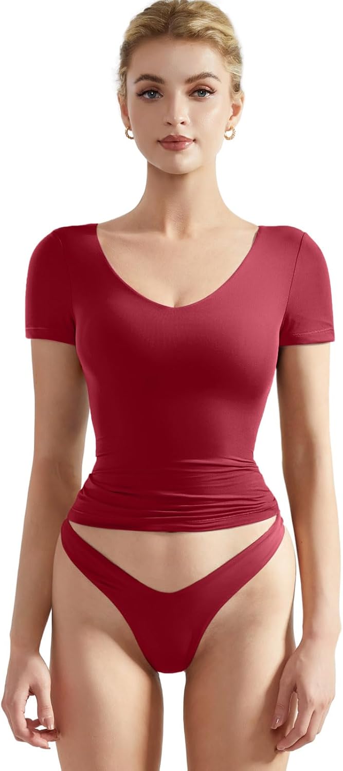 SUUKSESS Women Double Lined Fitted Basic Tee for Y2K Style