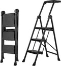XinSunho 3 Step Ladder with Foldable Handrail and Tool Tray - Sturdy