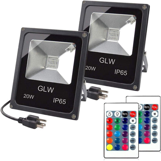 20W RGB LED Flood Lights with Remote Control for Outdoor Use