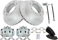 TRQ Brake Pad & Rotor Kit Slotted X Drilled Performance Ceramic - Rear