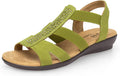Women's Comfort Flat Sandals with Rhinestone Slingback - Slip On