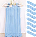 Baby Blue Cheesecloth Table Runner 35x120 in 8 Pack - Soft Rustic