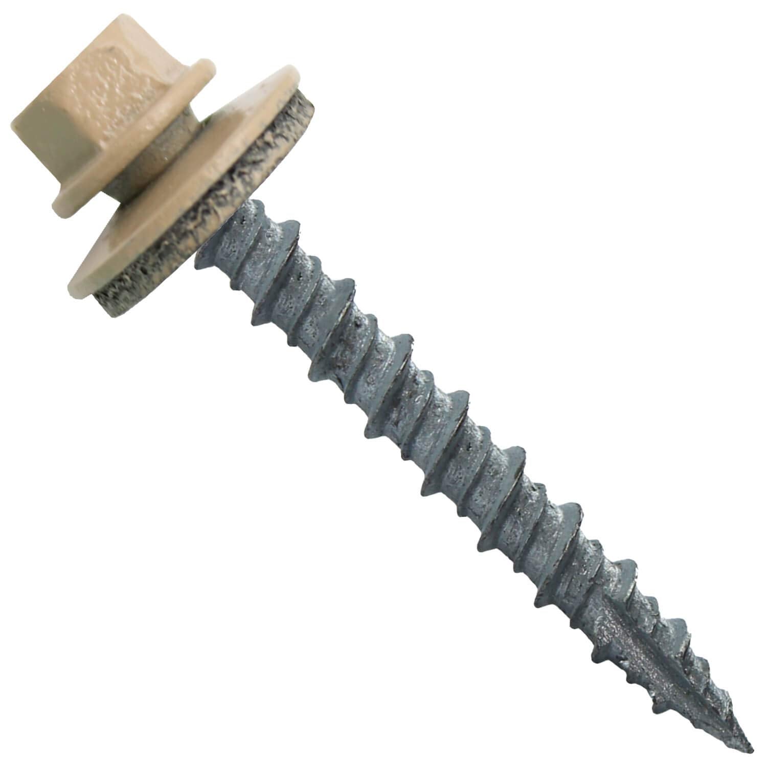 Metal Roofing Screws: 250 Count 10 x 1-1/2 in Tan Hex Head