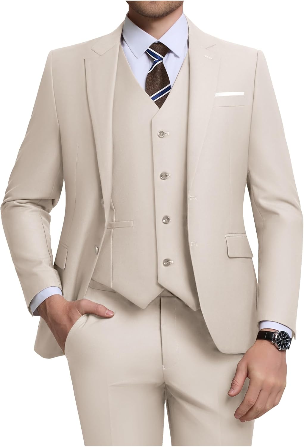 Men's 3 Piece Slim Fit Suit Set for Weddings and Business Events