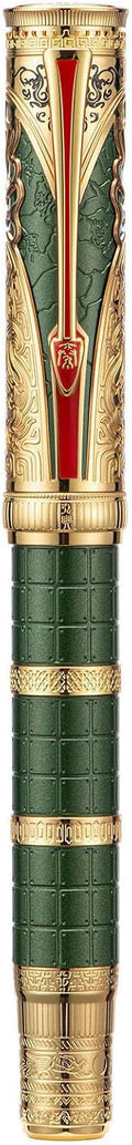 Hongdian D5X Fountain Pen Green Qin Dynasty Totem - Smooth EF Nib
