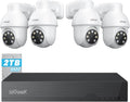 8MP PoE Security Camera System - 4 Outdoor PTZ Cameras with NVR