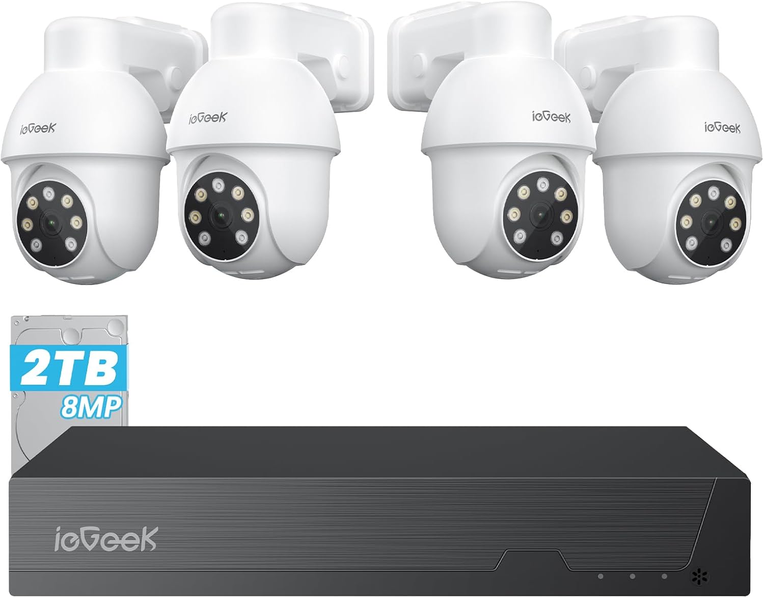ieGeek 8MP PoE Security Camera System with 4 Wired Cameras