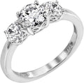Platinum Plated Sterling Silver 3-Stone Ring for Women - Elegant