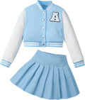 Girls 2 Piece Skirt Set Button Up Jacket and Pleated Mini (Style YWZP)
