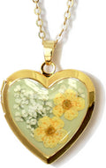 Handmade Heart Shaped Dried Forget Me Not Photo Locket - Keepsake