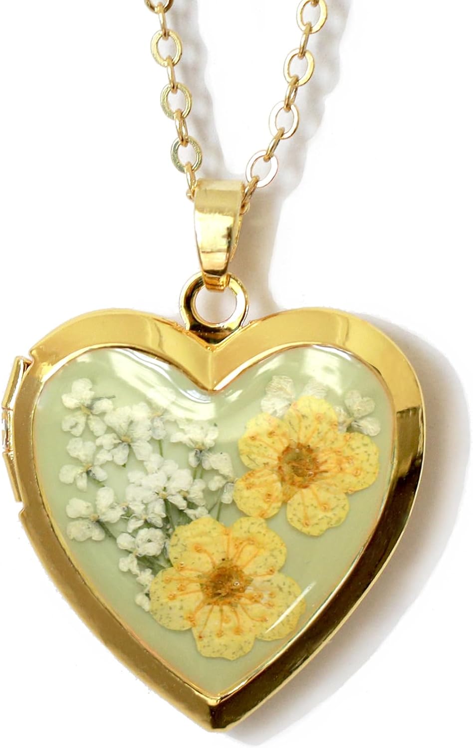 Handmade Heart Shaped Dried Pressed Forget Me Not Flower Locket