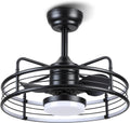 Asyko Caged Ceiling Fan with Light - Bladeless Black Flush Mount Fan