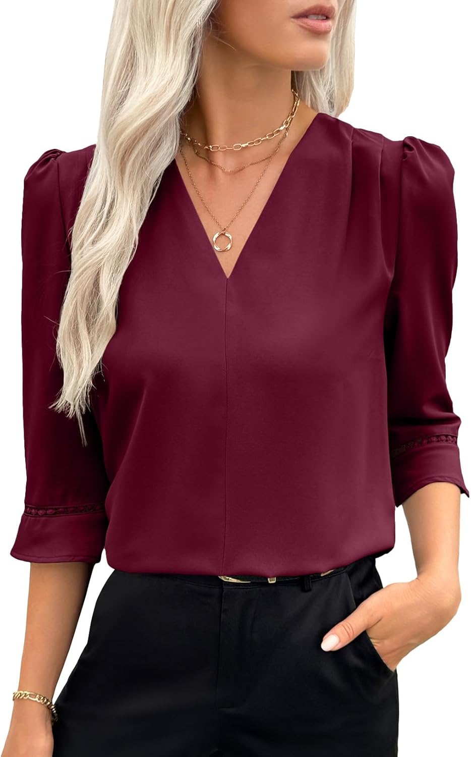 EVALESS Women's 3/4 Sleeve Tops for Dressy Casual Work Style