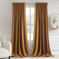 MIULEE Golden Brown Back Tab Blackout Curtain Set for Bedroom
