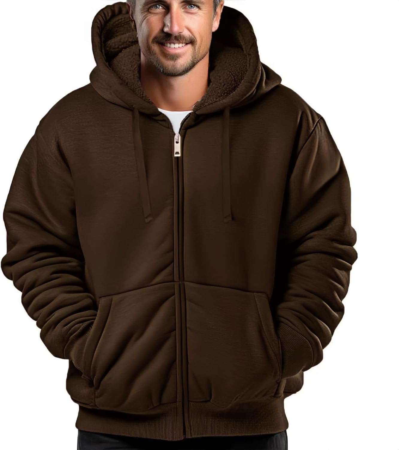 Winter Hoodies for Men - Sherpa Fleece Lined Zip Up Sweatshirt