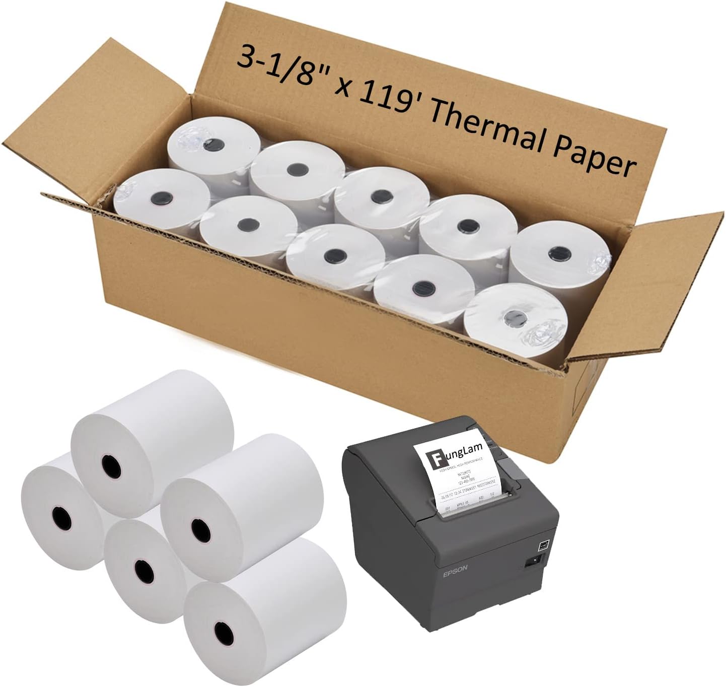 FungLam Thermal Receipt Paper Rolls for Cash Register POS Use