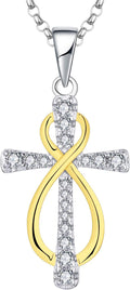 JO WISDOM Women Infinity Cross Necklace in 925 Sterling Silver