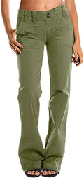 Flamingals Women's Wide Leg Cargo Pants Mid Waist Straight Leg