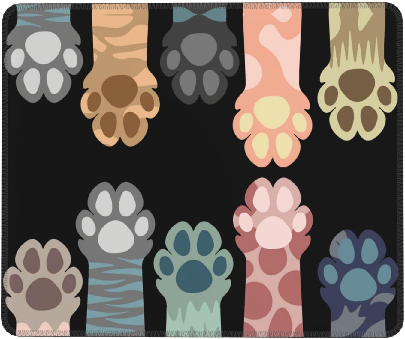 Non-Slip Colorful Cat Paws Mouse Pad for Desk & Travel