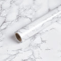 Caltero White Grey Marble Wallpaper 24in x 16.4ft - Waterproof Contact