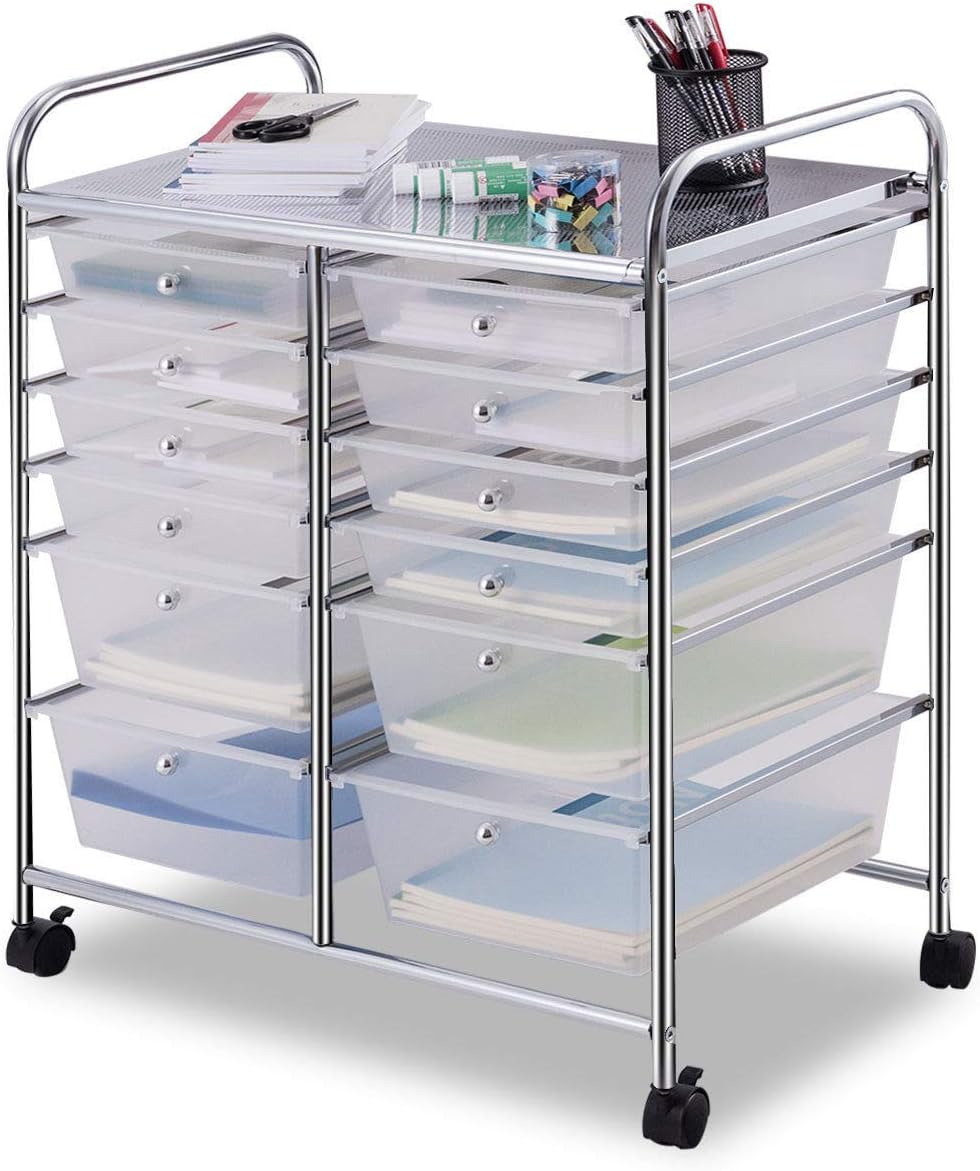 Giantex 12 Drawer Rolling Storage Cart for Home and Office