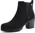 Women Casual Ankle Booties Chelsea Boots - Suede Look Block Heel