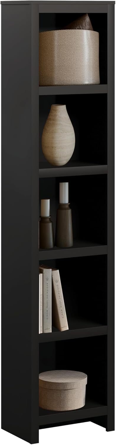 Moda 80in Tall 5-Tier Narrow Bookcase for Stylish Storage