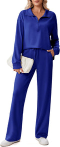 PINSPARK 2 Piece 1/2 Zip Sweatsuit for Women - Cozy Stretch Tracksuit