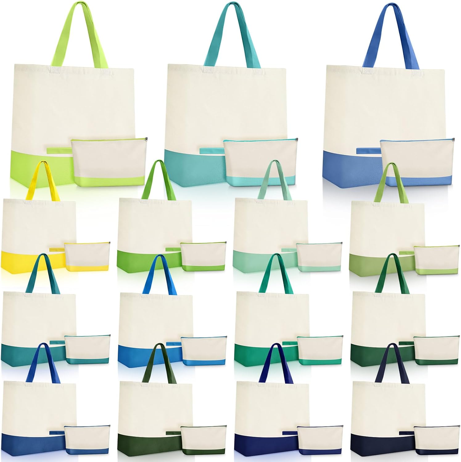 Sanwuta Canvas Tote Bags Bulk with Zipper Cosmetic Pouch