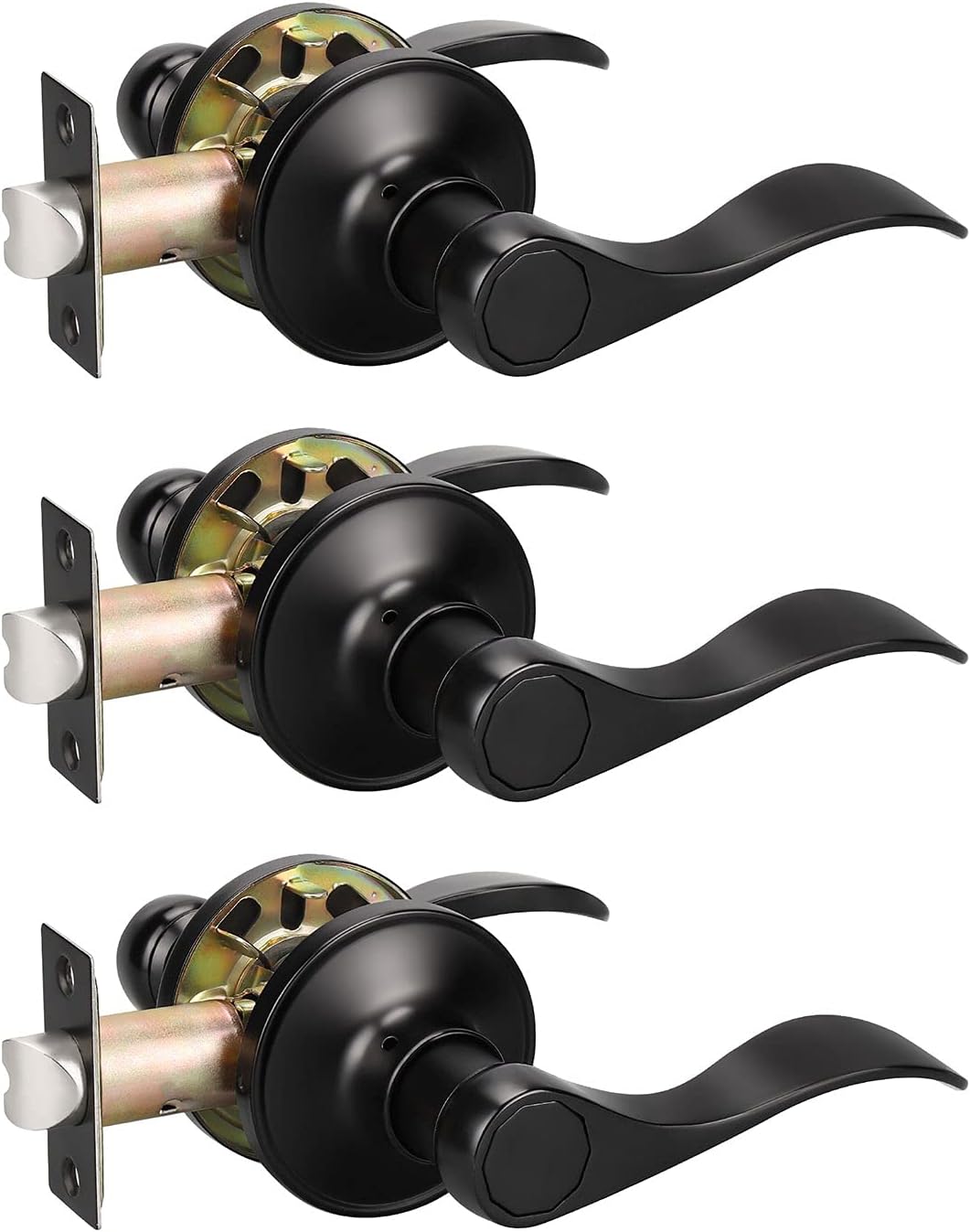 KNOBWELL Matte Black Door Levers Set for Easy Installation