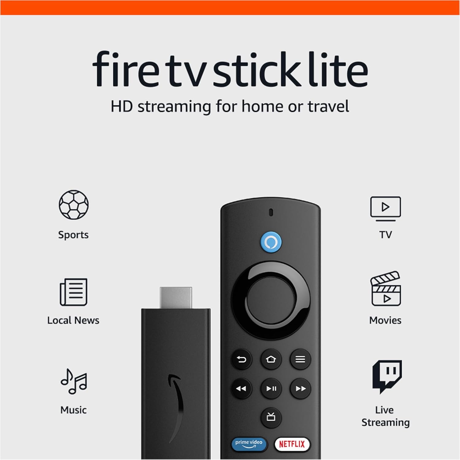 Fire TV Stick Lite - Free Live TV & Smart Home Controls