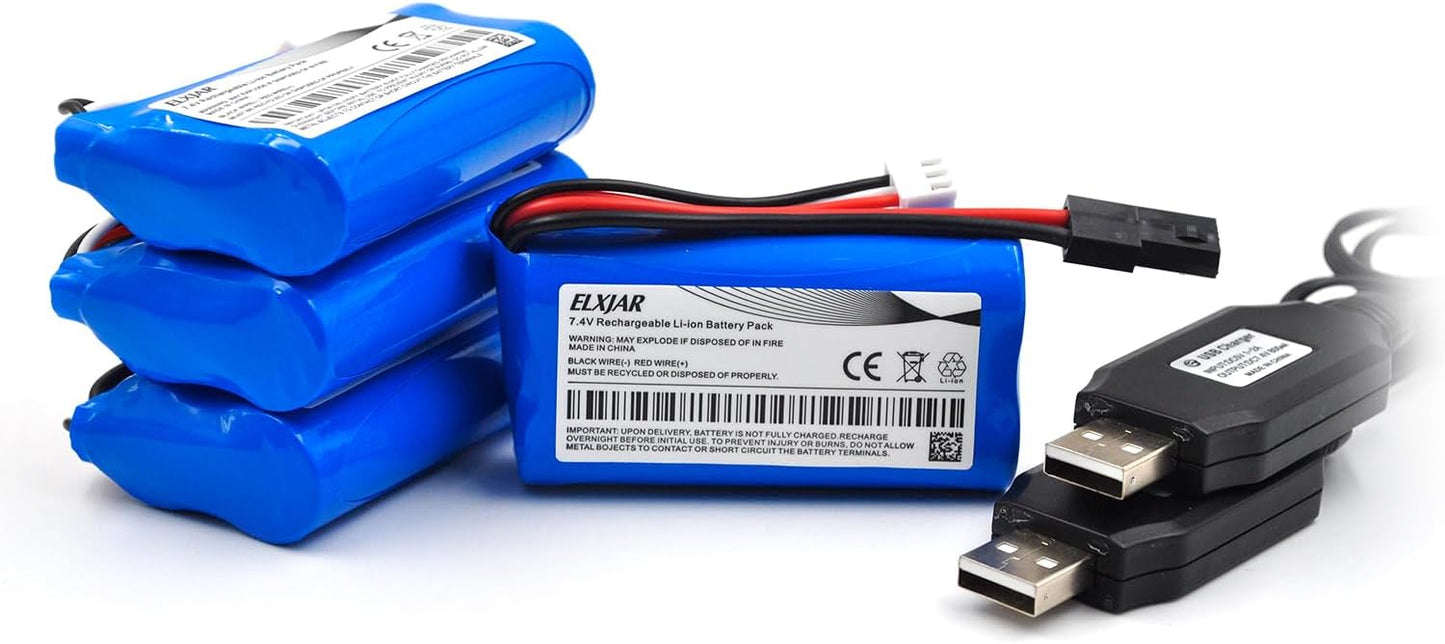 7.4V 1500mAh Li-ion Rechargeable Battery for RC Trucks and Cars