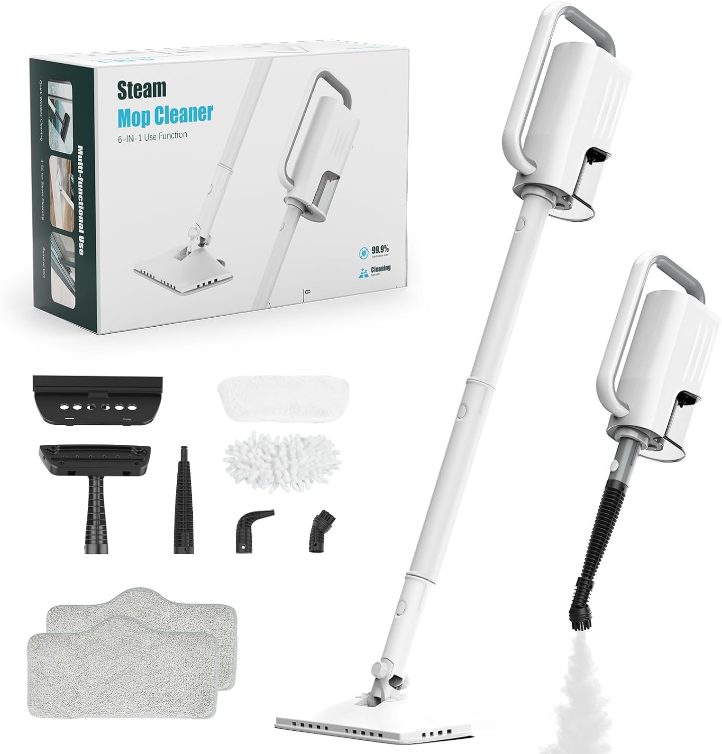 Steam Cleaner 6 in 1 Rotated Mop with 400ML Tank and 23FT Cord