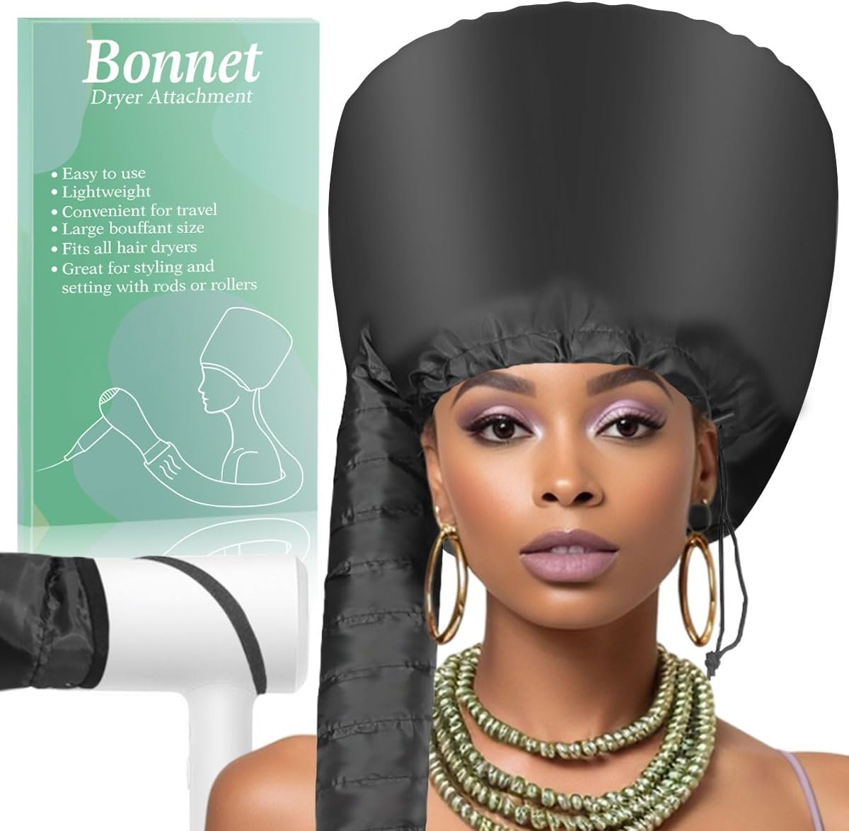 Fast-Drying Hooded Hair Dryer - Natural Hair Styling