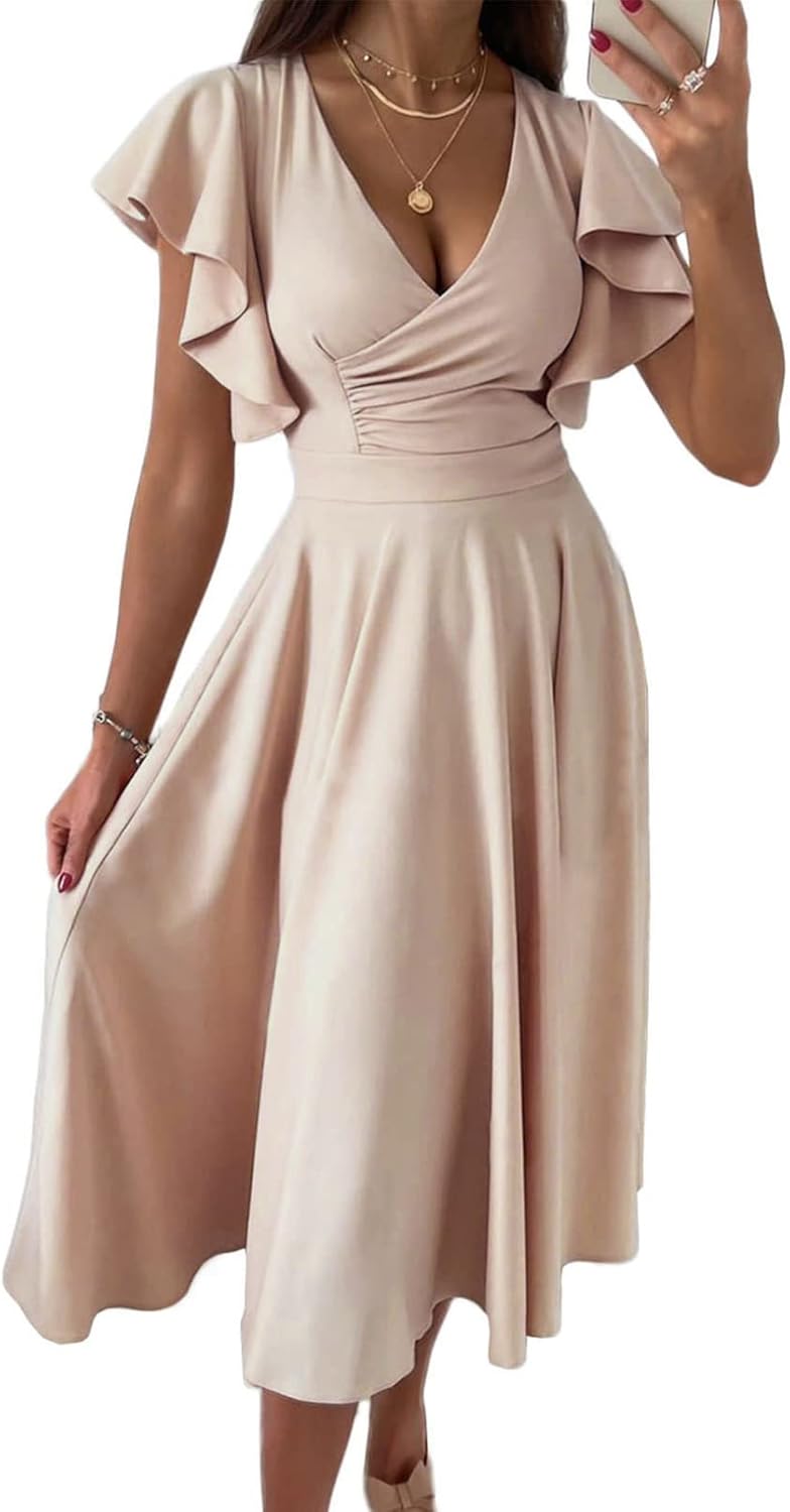 Dokotoo Women's V Neck Elegant Party Dress for Special Occasions
