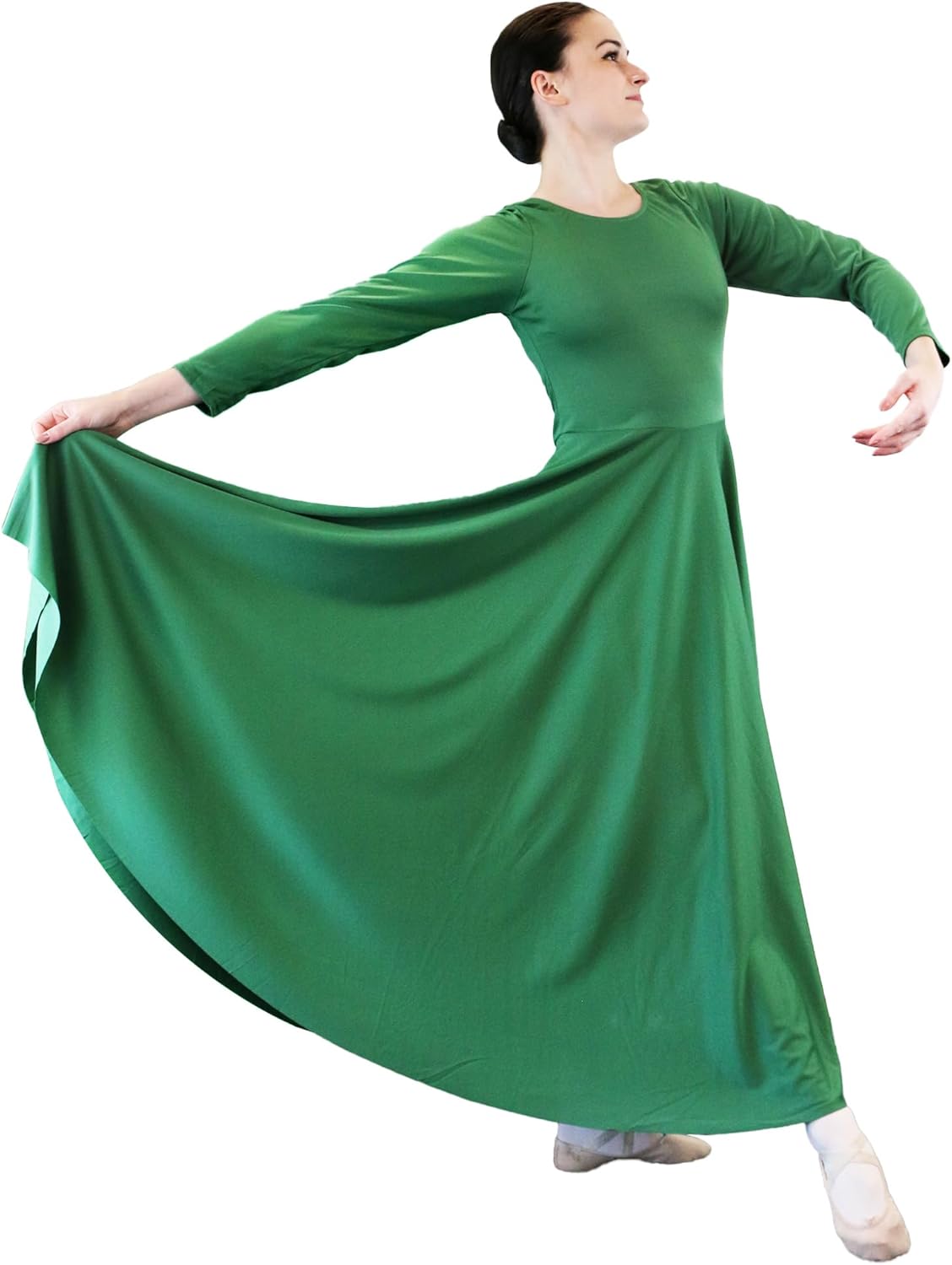 Danzcue Womens Praise Loose Fit Full Length Long Sleeve Dress